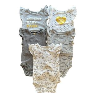 Carters 5 Piece Onesie Bodysuit Baby Girl Black/White 3-6 Months